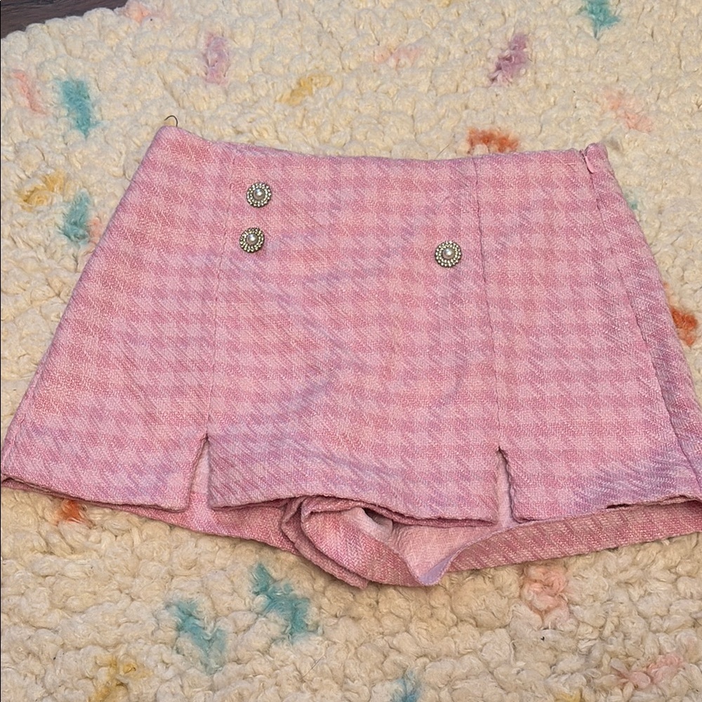 SOLD Zara Barbie Pink Houndstooth Cropped Blazer and Skort Set - Picture 11 of 16